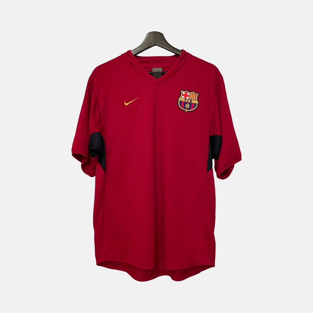 Nike FC Barcelona 2003-2004 Squad Training Shirt Mens Medium Red V-Neck Jersey